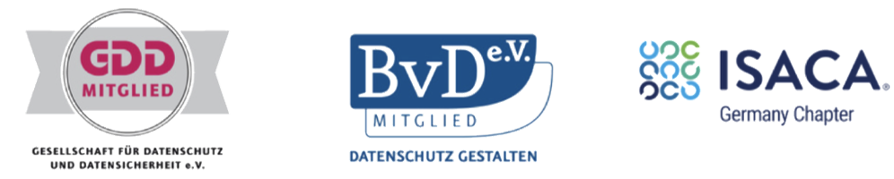 Logos von GDD, BvD und ISACA nebeneinander angeordnet.